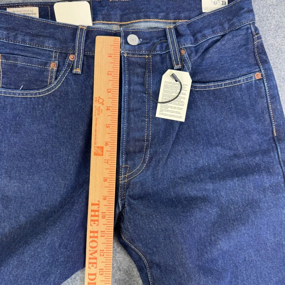 Levis 501 Slim Taper Selvedge Denim Jeans Mens 32x30 Dark Wash Indigo 501ST NEW